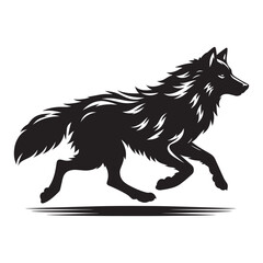 Black silhouette of wild wolf on a white background vector illustration