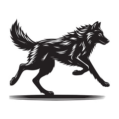 Black silhouette of wild wolf on a white background vector illustration