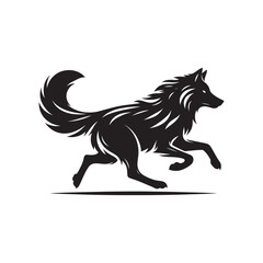 Black silhouette of wild wolf on a white background vector illustration