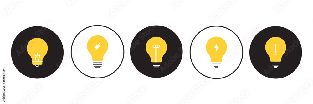 Poster lamp icons set. idea lamp icon collection. flat style - stock vector