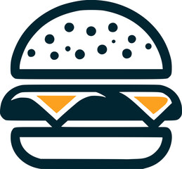 illustration logo design of a multi colored hamburger / burger