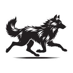 Black silhouette of wild wolf on a white background vector illustration