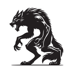 Black silhouette of wild wolf on a white background vector illustration