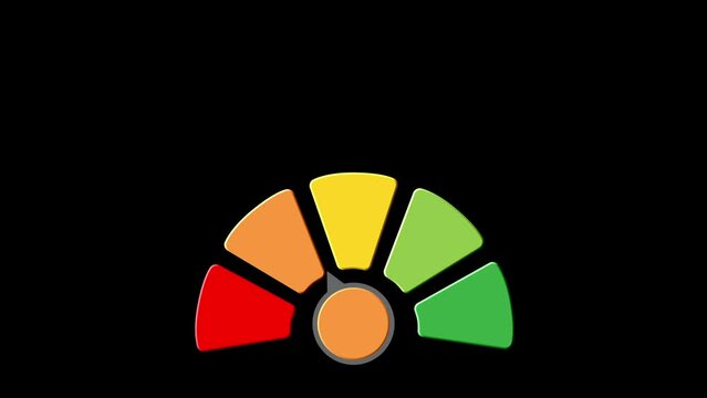 Customer satisfaction meter level dial motion graphics background risk management investing. employee satisfaction. Satisfaction gauge indicator level. tachometer, speedometer, indicators, score,