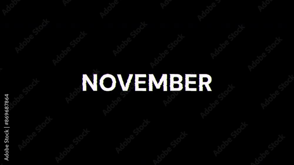 Aufkleber november text with screen effects of technological failures. spectacular screen glitch with various 