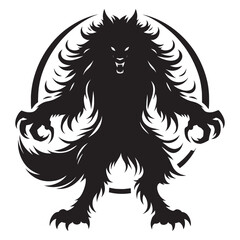 Black silhouette of wild wolf on a white background vector illustration