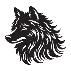 Black silhouette of wild wolf on a white background vector illustration