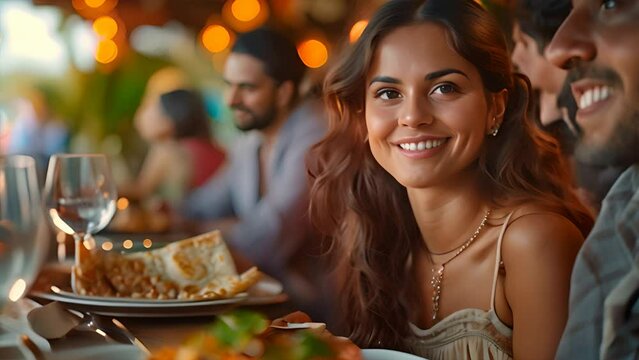 indian couple aged between 20 -25 eating chole bhature in a restaurant, modern clothing,generative ai