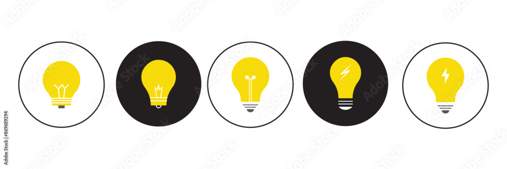 Poster lamp icon set. light bulb icon vector. idea symbol.