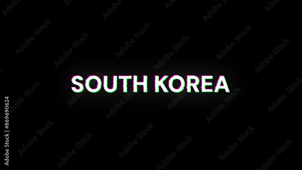 Poster south korea text with screen effects of technological failures. spectacular screen glitch with vario