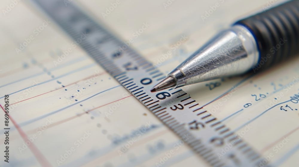 Poster a detailed shot of a digital ruler feature in a smart notebook displaying exact measurements and con