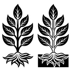 2 Seedling symbol silhouette vector art illustration