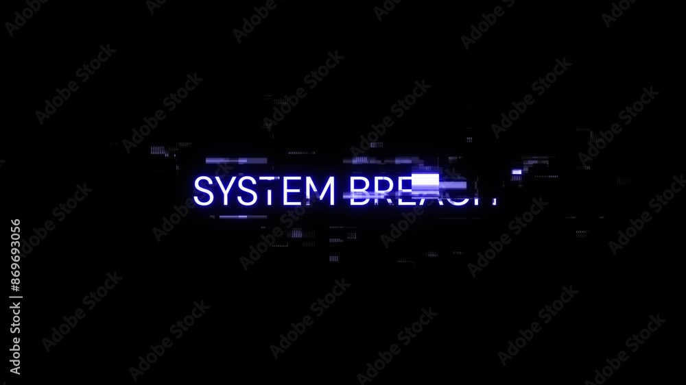 Poster system breach text with screen effects of technological failures. spectacular screen glitch with var
