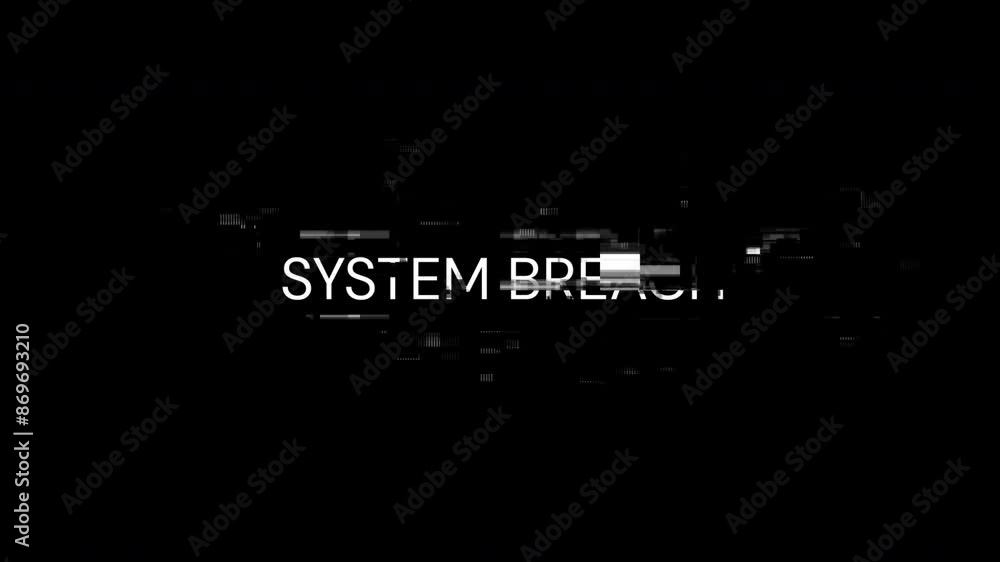 Poster system breach text with screen effects of technological failures. spectacular screen glitch with var