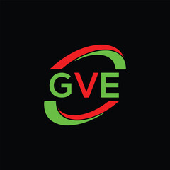 GVE letter logo design on black background