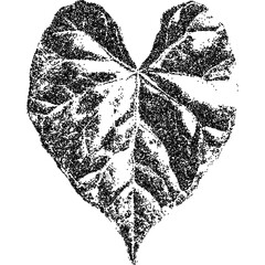 Leaf with retro photocopy stipple effect, for grunge punk y2k collage design. Vector illustration in vintage halftone brutalist design for banner or poster