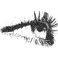 Eye with halftone stipple effect, for grunge punk y2k collage design. Vector illustration in vintage photocopy style for gothic surreal poster or banner.