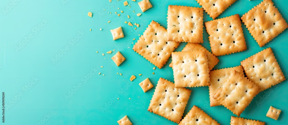Aufkleber Delicious crackers displayed on a bright background with copy space image.