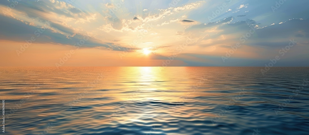 Aufkleber high quality photo of a serene seascape with golden hour lighting, ideal for use as a copy space ima