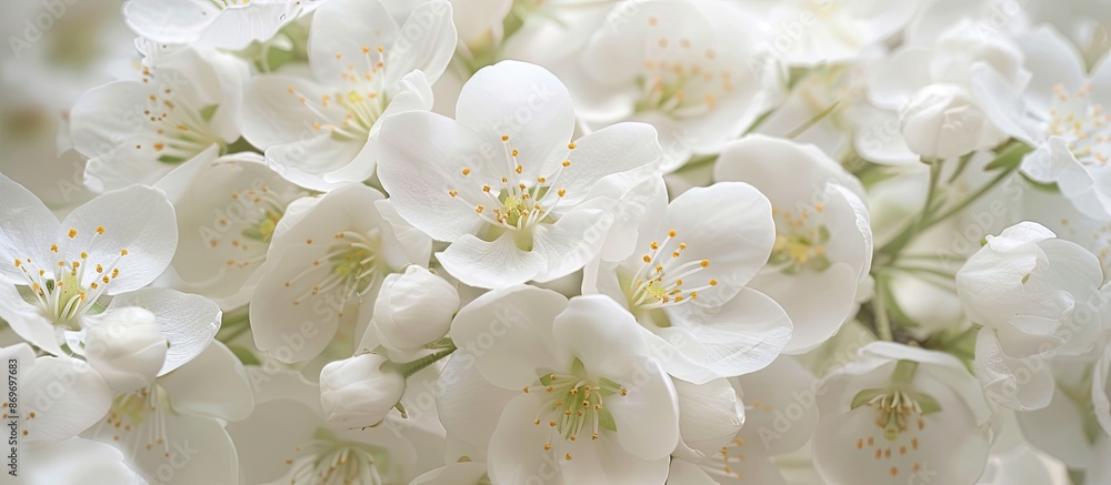 Fototapete A stunning display of elegant white flowers with a background ideal for adding text or images - copy space image.
