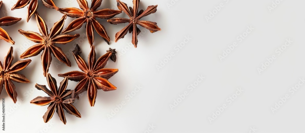 Poster star anise herb displayed on a white background with ample copy space image.