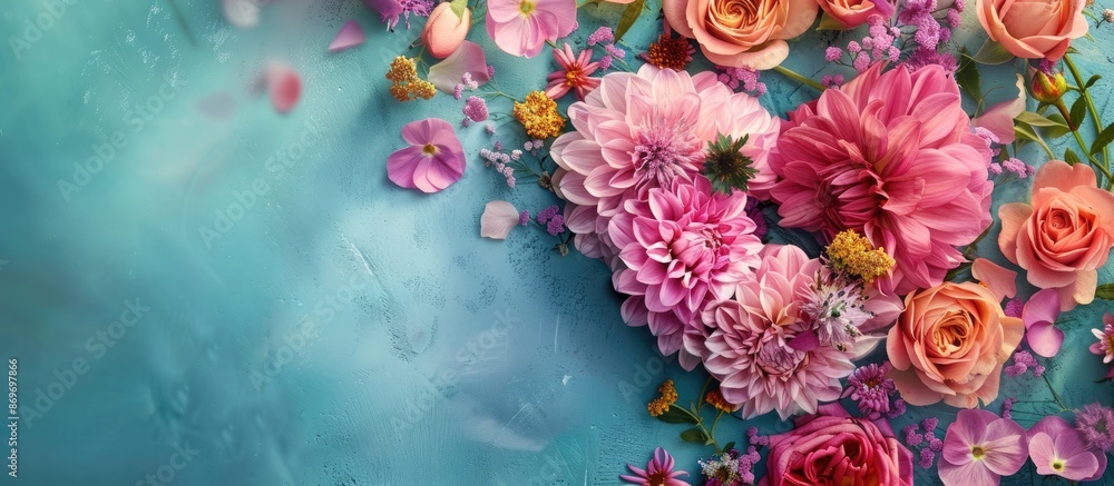 Poster flower heart displayed on a copy space image.