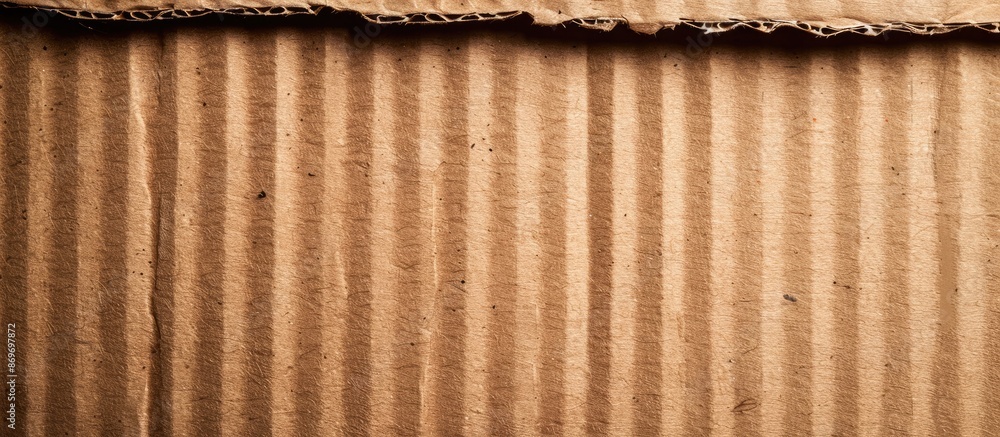 Poster top view of a corrugated cardboard surface serves as a recyclable background with copy space image.