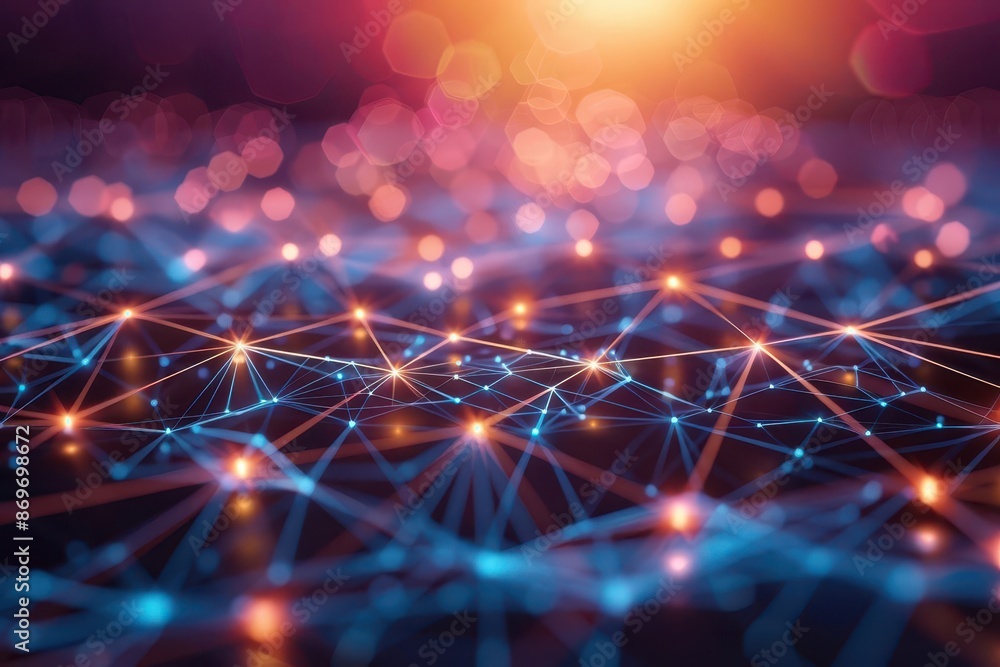 Aufkleber abstract technology background with glowing network connections representing digital data transfer a
