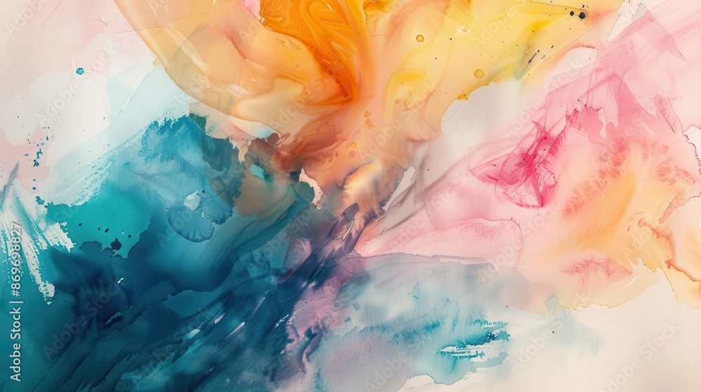 Aufkleber abstract watercolor masterpiece with vibrant splashes of color fluid forms and delicate gradients ev