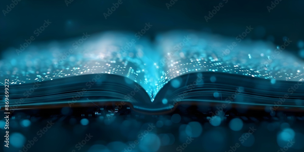 Poster modern design and imagery enhancing futuristic digital book learning concept. concept digital learni