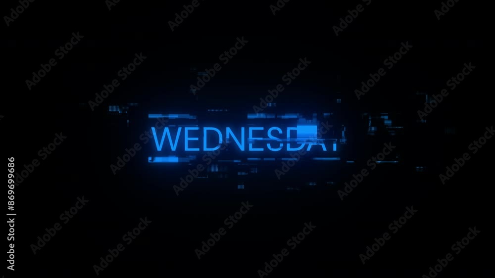 Aufkleber wednesday text with screen effects of technological failures. spectacular screen glitch with various