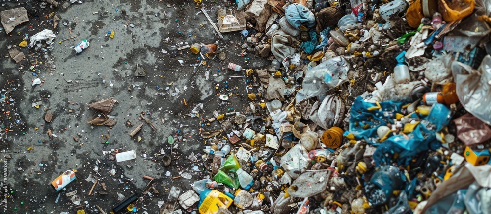 Poster garbage, rubbish, or waste materials. copy space image. place for adding text and design