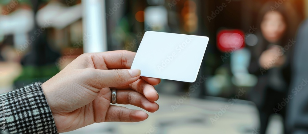 Aufkleber exchange business card with copy space image when meeting for the first time.
