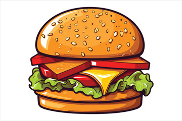 Cartoon Style Burger Cheese Vector Illustration
