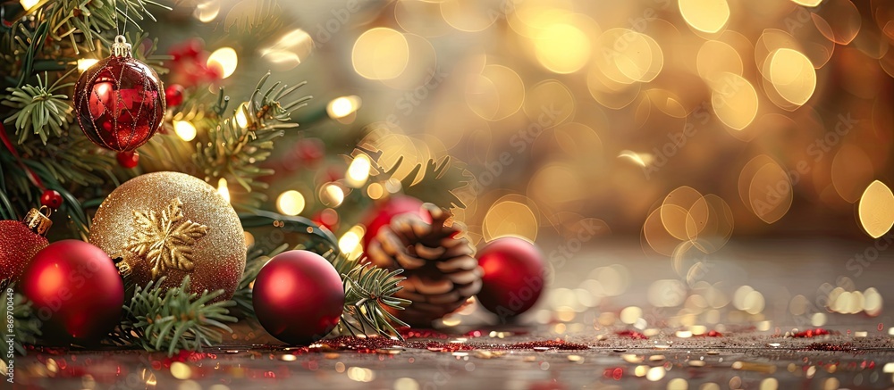 Fototapete festive christmas background with lovely decorations and new year festive elements creating a captiv