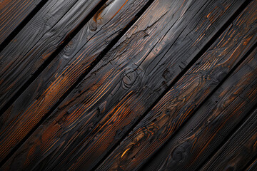 Beautiful rustic wooden background of old dark wood texture in diagonal lines.