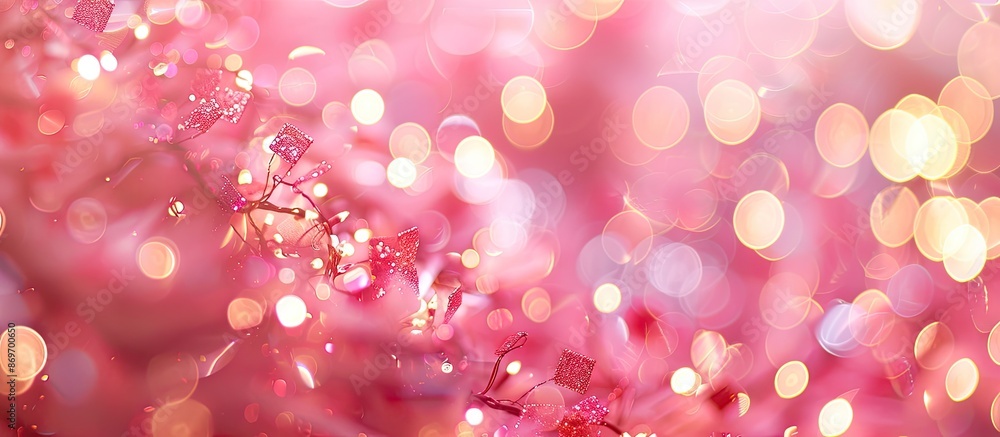 Poster stunning bokeh lights with a romantic ambiance on a pink background creating an abstract christmas g