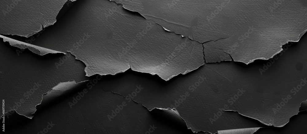 Poster black background showing ripped paper texture, with space for images. copy space image. place for ad