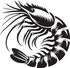 Shrimp silhouette vector illustration Icon 