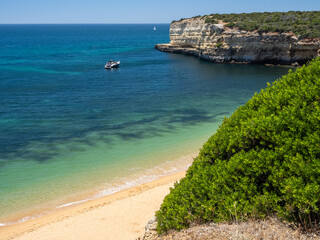 Praia Nova  sea cliffs in Armacao de Pera in Portugal