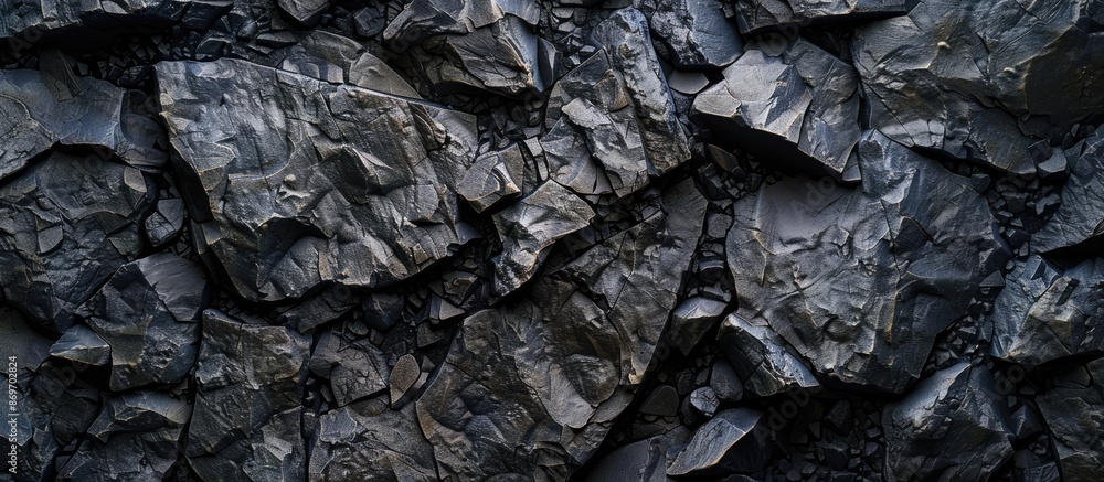 Fototapete a background displaying a textured black rock, perfect for showcasing copy space image.