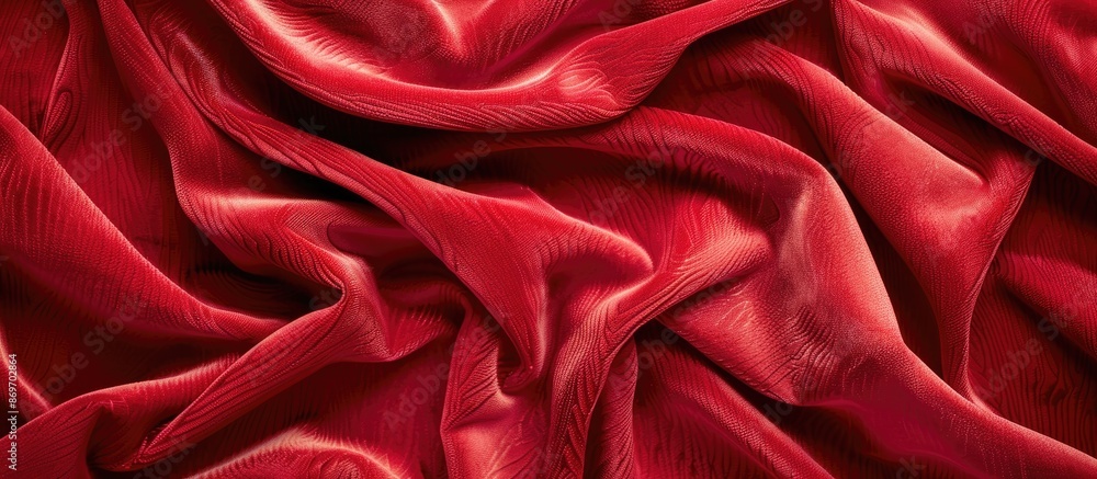 Poster a close-up, full frame image of velvet fabric in red texture - perfect for copy space image.