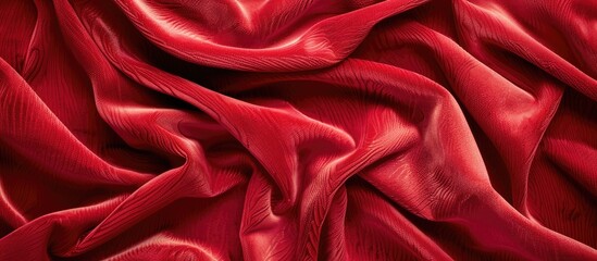 Obraz premium A close-up, full frame image of velvet fabric in red texture - perfect for copy space image.