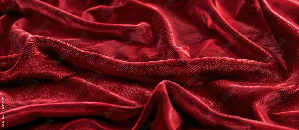 Poster a close-up, full frame image of velvet fabric in red texture - perfect for copy space image.
