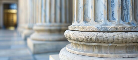 Close-up of a building with columns, providing copy space image.