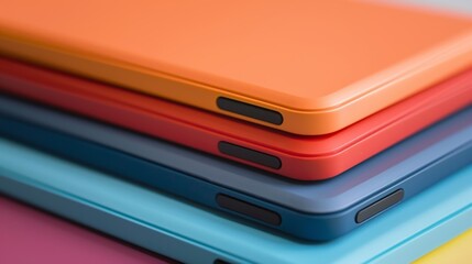 This striking closeup captures the vibrant eyecatching colors of a portable SSD that make it stand out from traditional hard drives.