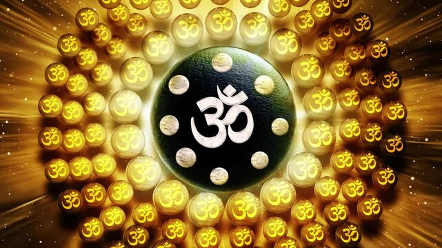 Beautiful Aum Symbol with Radial light effect