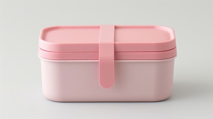 Modern Minimalist Pink Lunch Box on Neutral Background for Healthy Meal Prepping