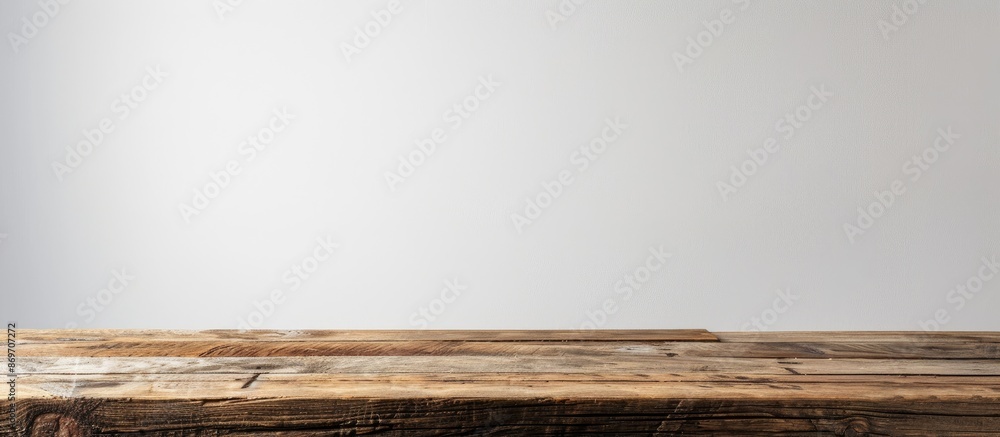 Poster white background with a wooden board for copy space image.
