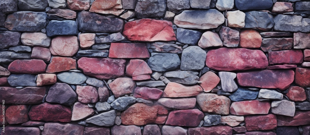 Aufkleber stone wall texture with vibrant colors, ideal as a background for a copy space image.